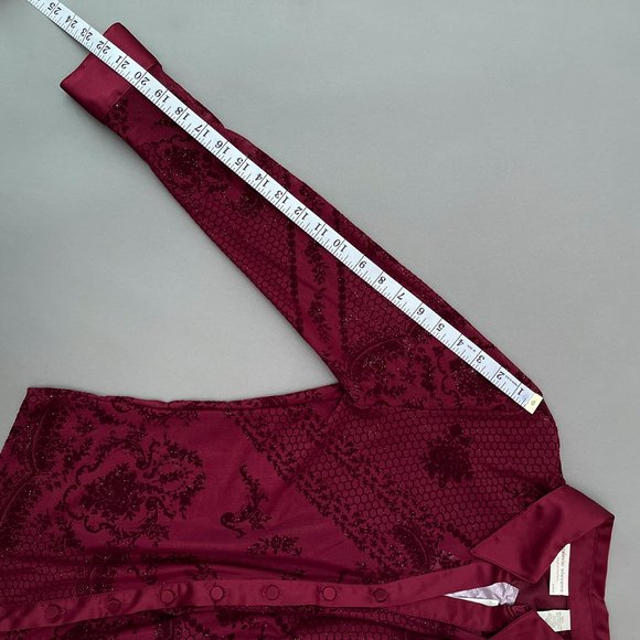 NWOT Valerie Stevens Separates Petite Sheer Stretch Blouse Red Size PS - Picture 6 of 10